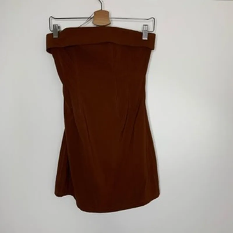 With Jean Chloe Chocolate Brown Corset Mini Dress Womens Size XScheck - Image 3