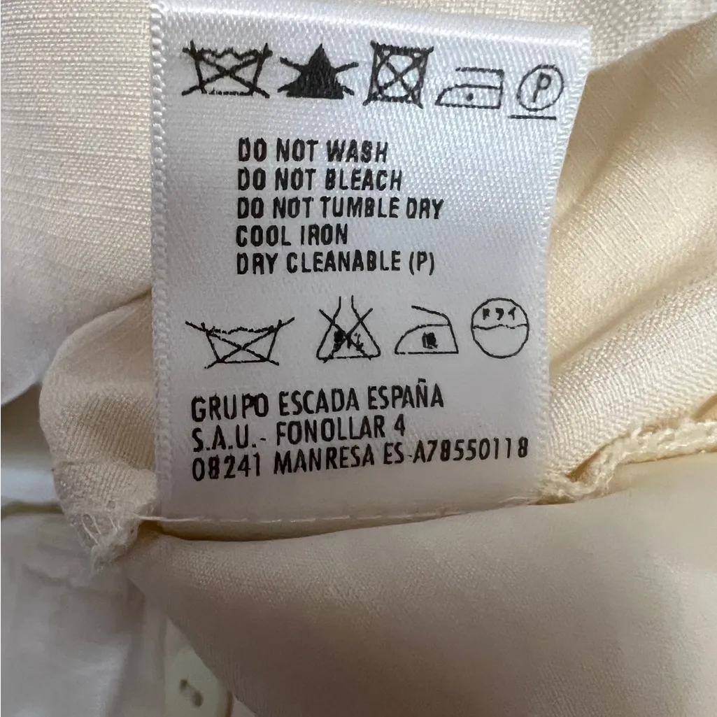 Escada Vintage 100% Silk Wide Leg Trousers Ivory Cream Dress Pants EU 36 US 6 - Image 7