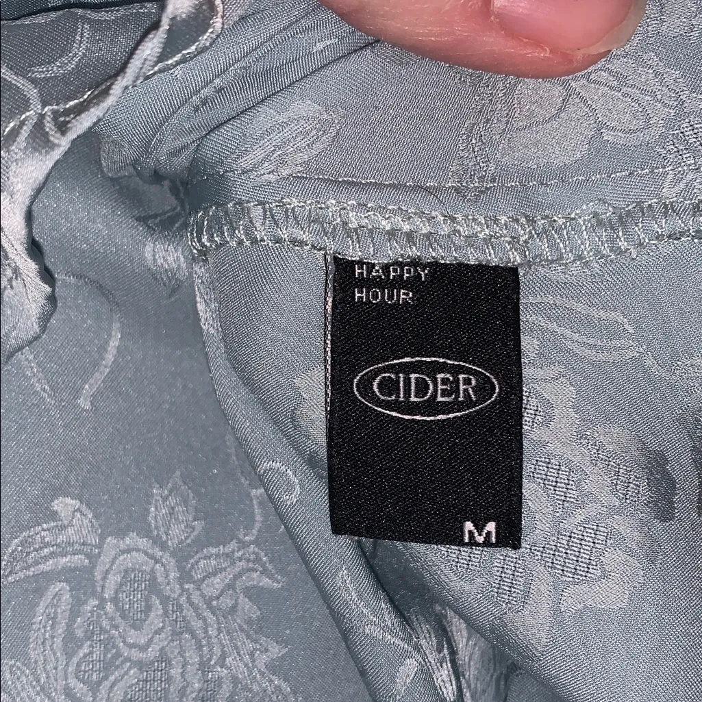 Cider Floral Jacquard Slit Cami Slip Nightgown Nighty Dress Eggshell Blue M - Image 10