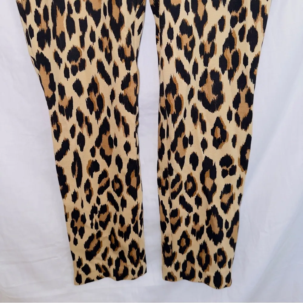 Women's Chico's Brown Black Leopard Print High Rise Ankle Length Pull On Pants - Image 3