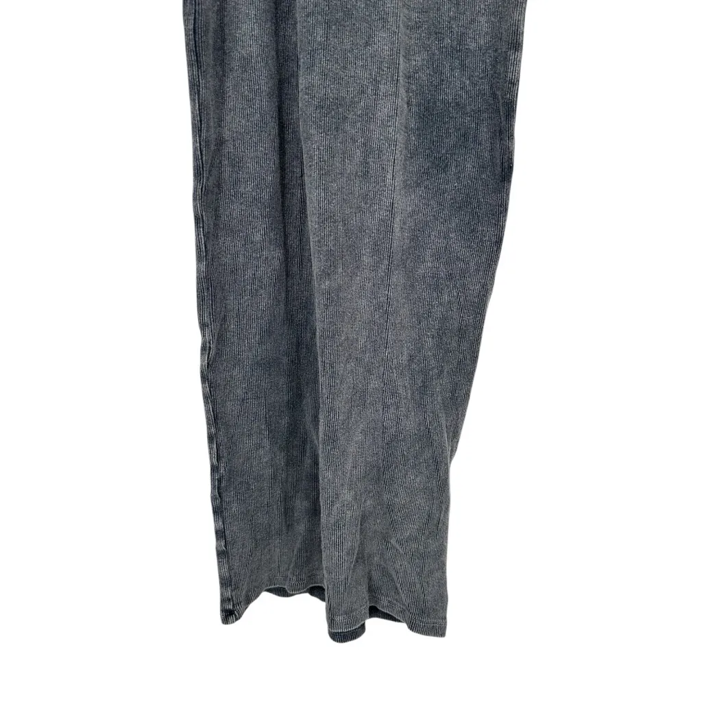 Pull & Bear Grey Ribbed Maxi Dress size Large Bodycon Mineral Wash Sleeveless Gray - Image 4