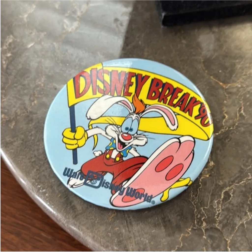 Vintage Disney Roger Rabbit Button - Yellow, Blue, Pink - Image 3