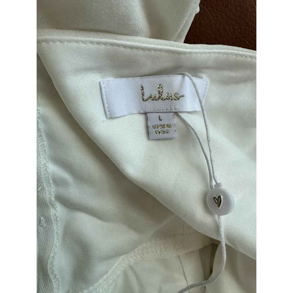 NWT Lulus Infinite Glory White Maxi Dress Size Large Mermaid Elegant Button Back - Image 7