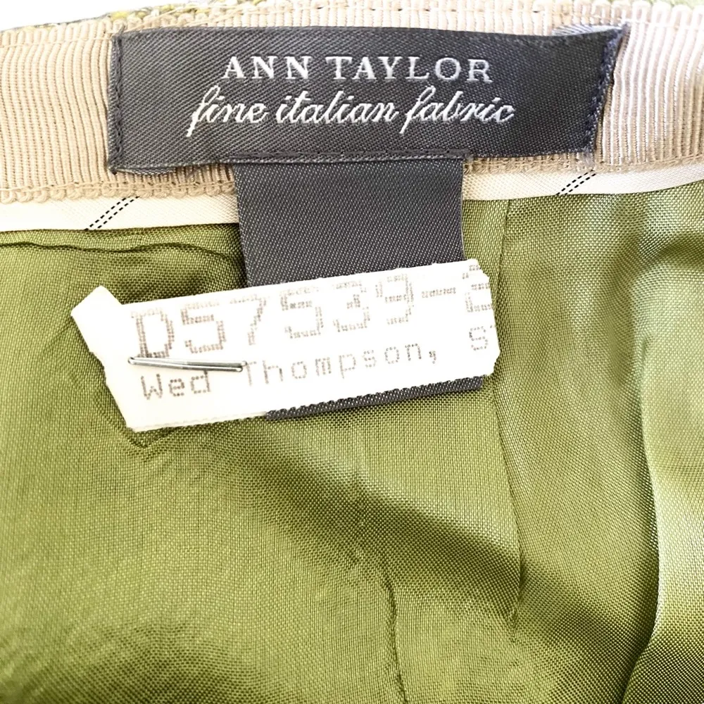 Ann Taylor Fine Italian Fabric Green Tweed Midi Suit Zipper Skirt Size 6 - Image 3