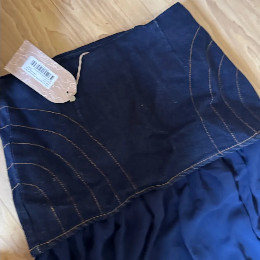 NWT MESHK TULLY CHIFFON DENIM MAXI SKIRT - Image 3