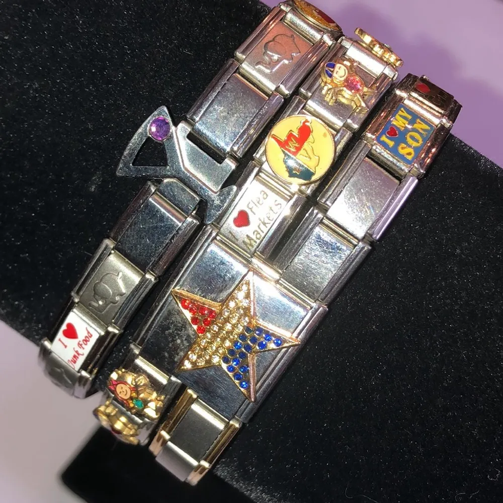 Stainless Steel Stretchy Square Charm Bracelet Assorted Charms Bracelets Links Silver - Image 9