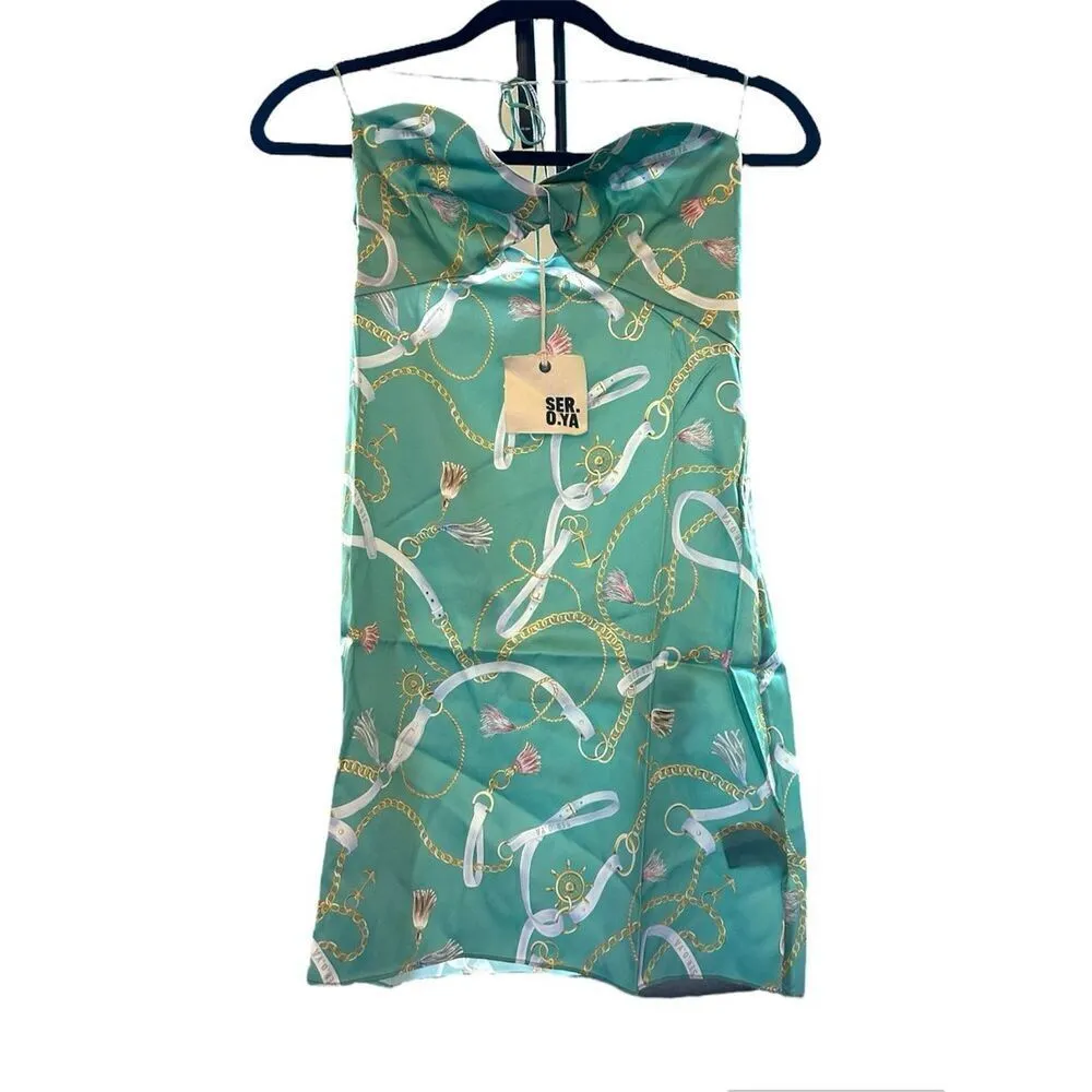 Retrofete SER.O.YA Farrah Silk Dress Green Nautical - Image 4