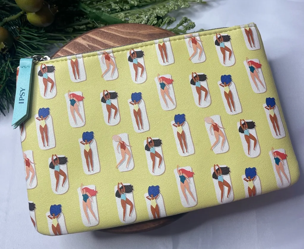 IPSY Summer Swimmers Cosmetic Bag – Yellow Zipper Pouch - Image 1