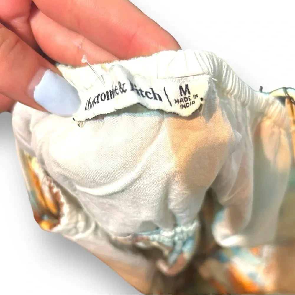 Abercrombie & Fitch Abstract Printed Dress Strappy Size Medium Brown Orange Blue - Image 13