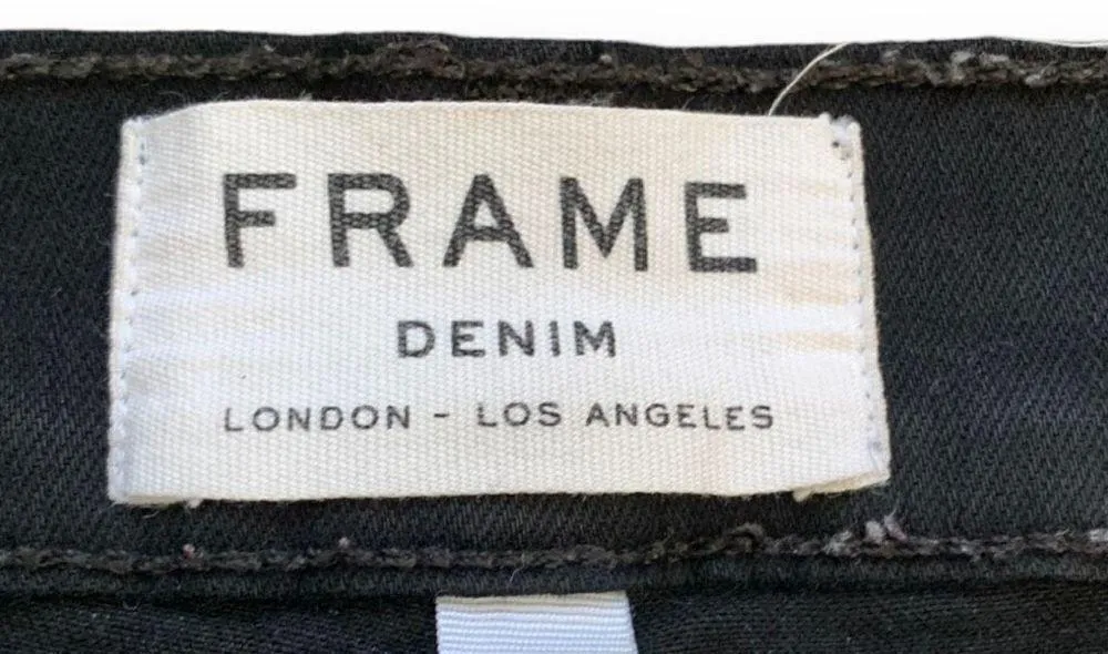 Frame Le Skinny De Jeanne Noir Rips Jeans Black Raw Hem Destroyed Midrise Denim - Image 8