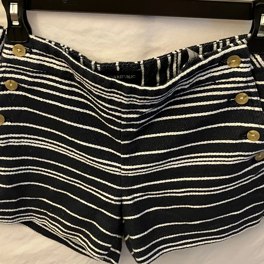 Banana Republic: Black & White Nautical Striped Shorts- Cotton Blend- 2 - Image 12