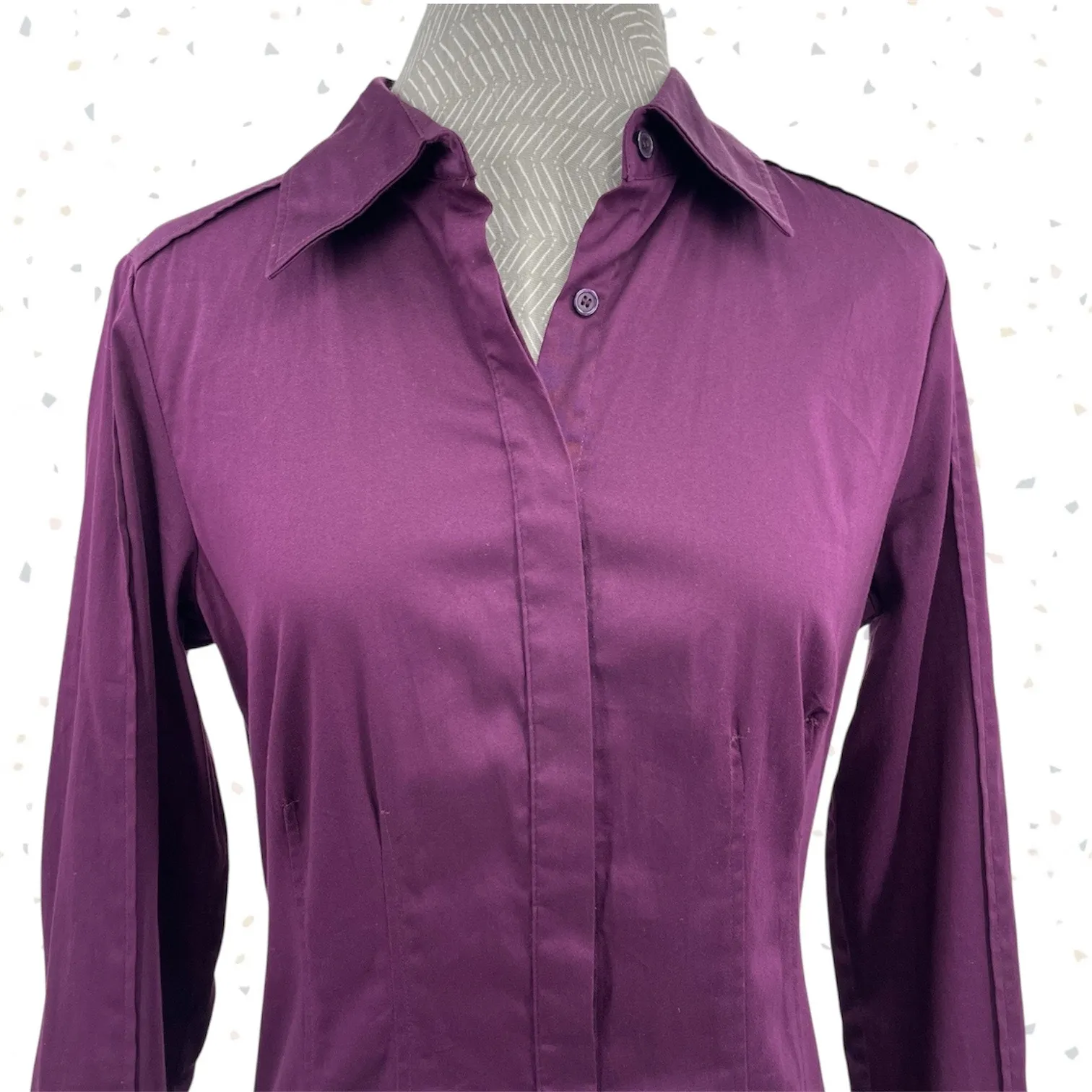 Plum Purple Button Down Blouse Shirt Long Sleeve Fall Jewel Tone Apt 9 Size S - Image 2