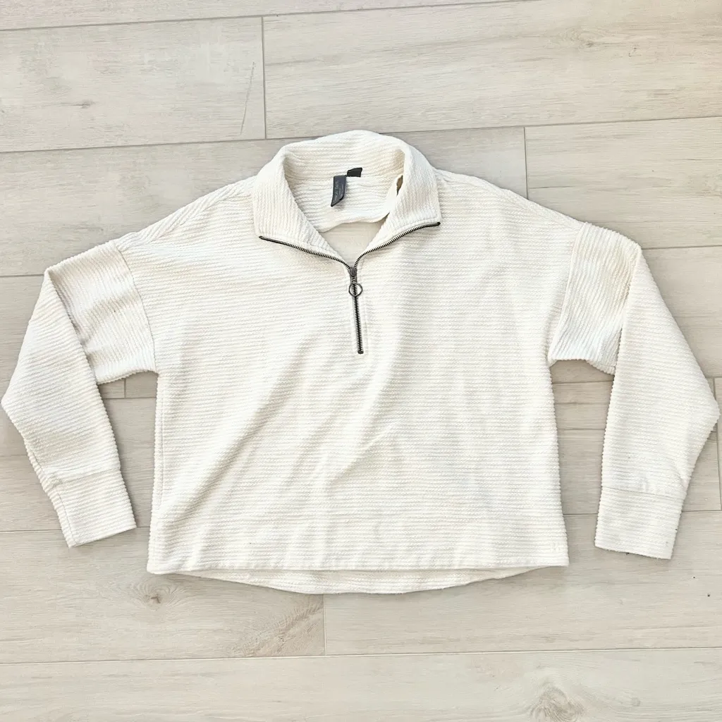 Sweaty Betty Rest Up Half Zip Pullover Textured Cream Size 10 / Large - Image 2