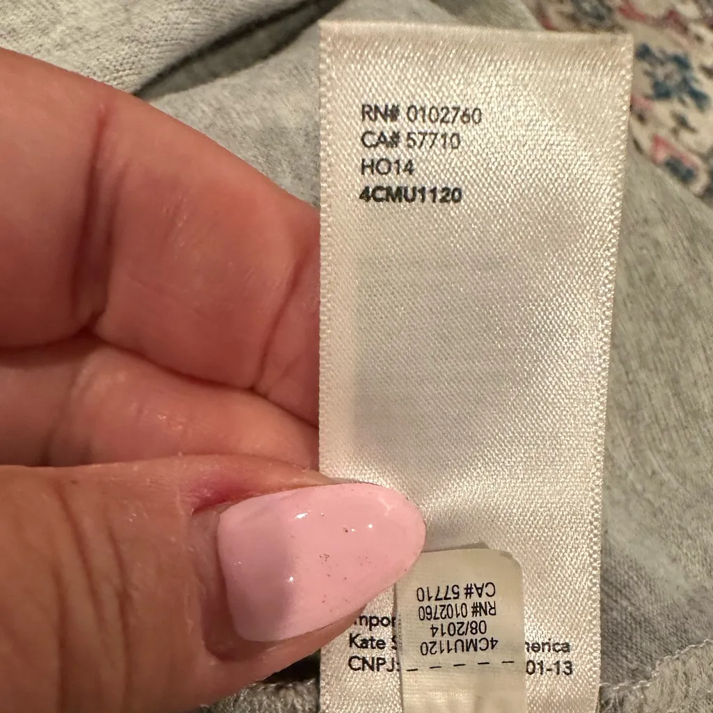 Kate Spade Saturday Gray Short Sleeve Top Pink Grosgrain ribbon stripe tee XS - Image 9