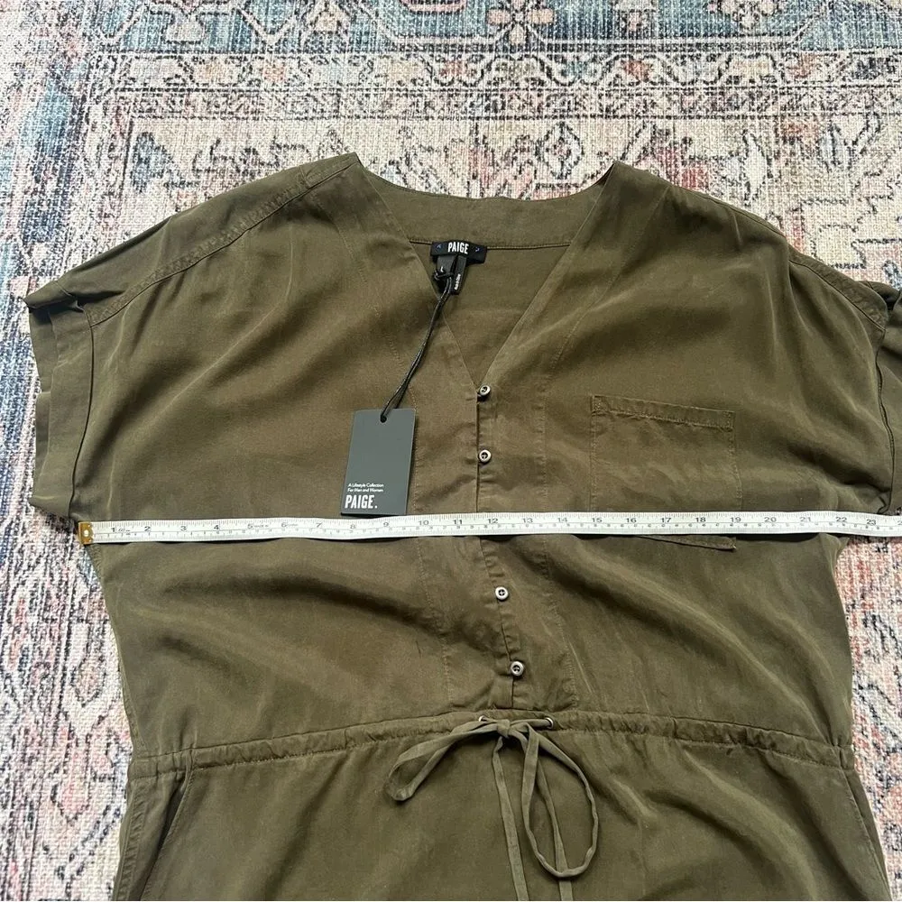 Paige NWT Haidee Dress in Forest Night Green Size Large Olive Green Shirt Dress - Image 12