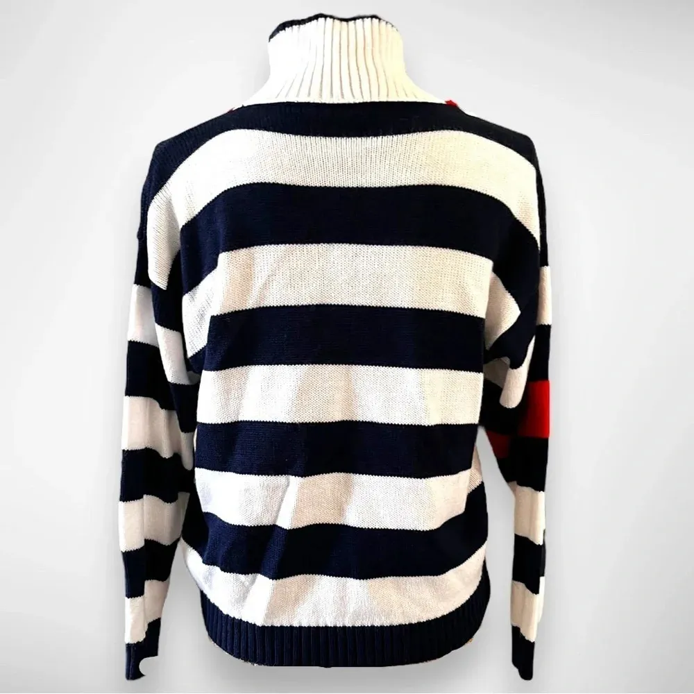 MATTHEW & DAVID Vintage White And Navy Striped Sweater With Collar | EUC Size undefined - Image 3