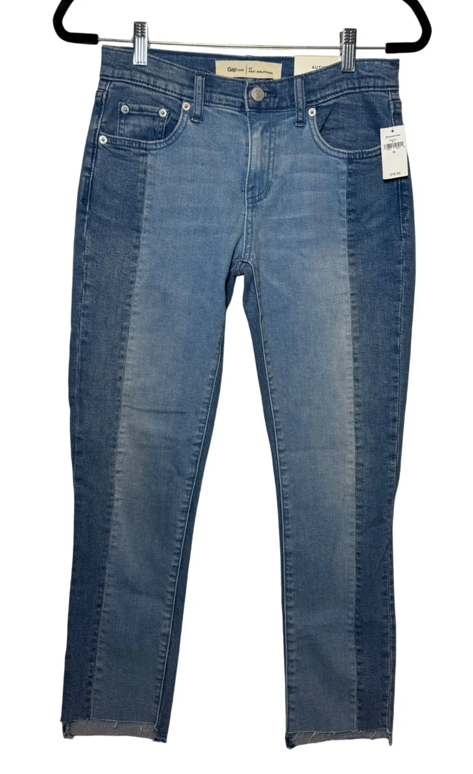 Gap 1969 Authentic Best Girlfriend Jeans Size 25 Mid Rise Two Tone Color Block - Image 1