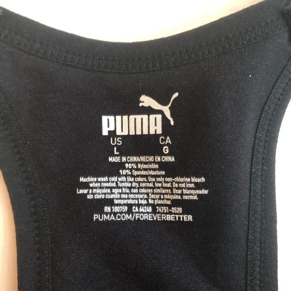 Puma Sports Bra Adjustable Straps Black Sz L EUC - Image 4