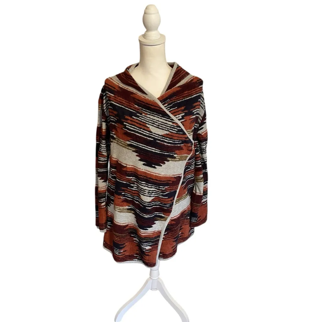 Lucky Brand Aztec Navajo Open Front Drape Cardigan Sweater Size Small - Image 3