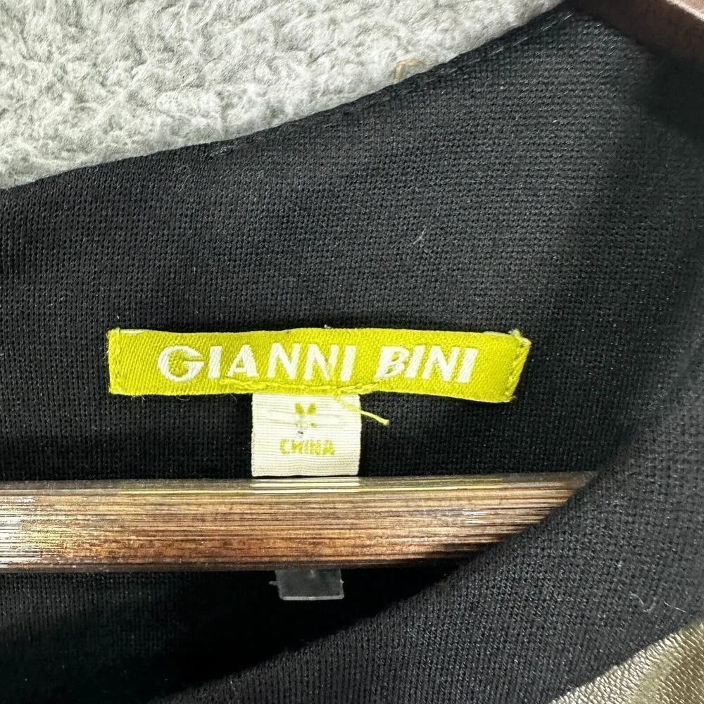 Gianni Bini dress womens medium black green faux leather panel sheath sleeveless - Image 2