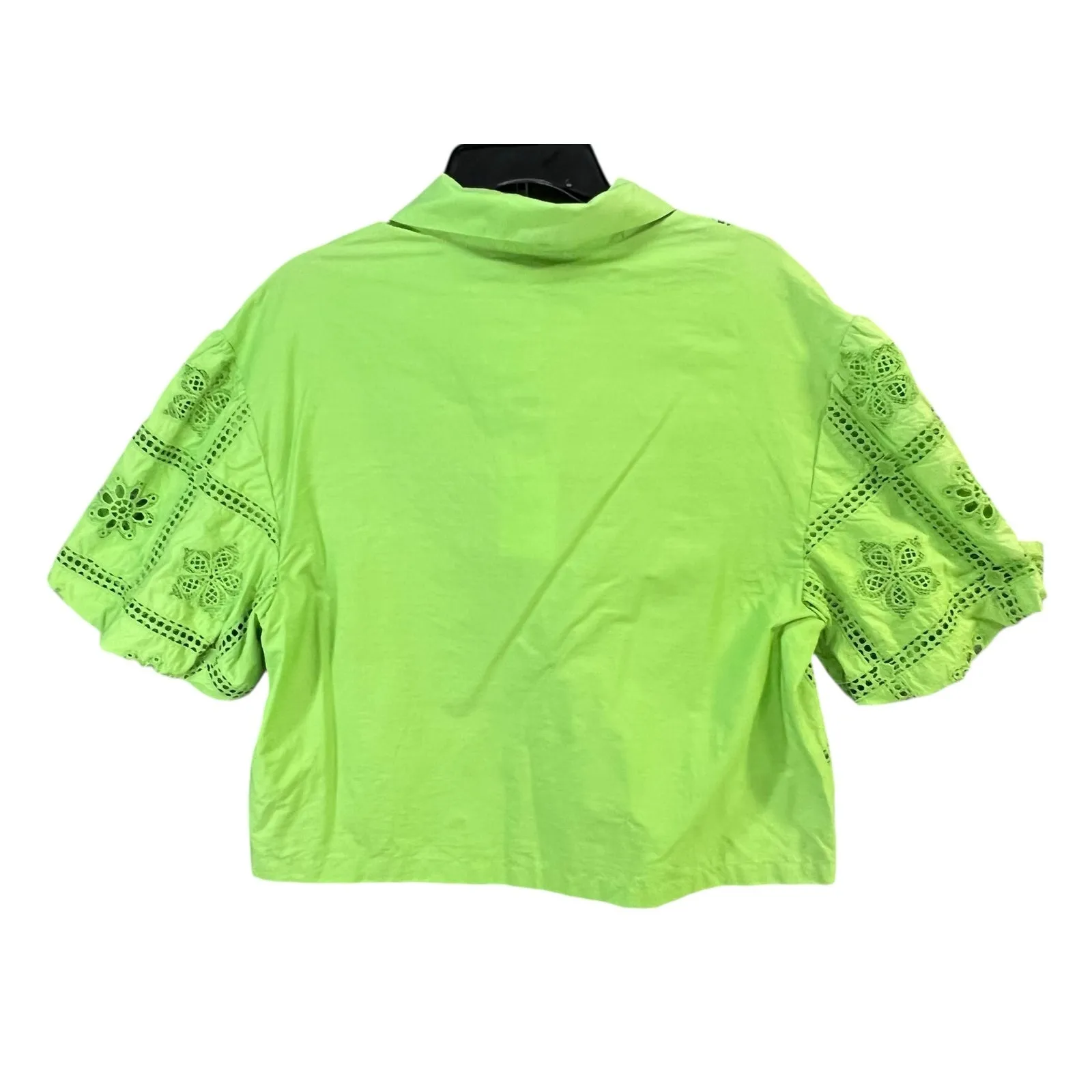 Love The Label Cassia Blouse Womens L Kiwi Green Embroidered Eyelet Boho Chic Size L - Image 5