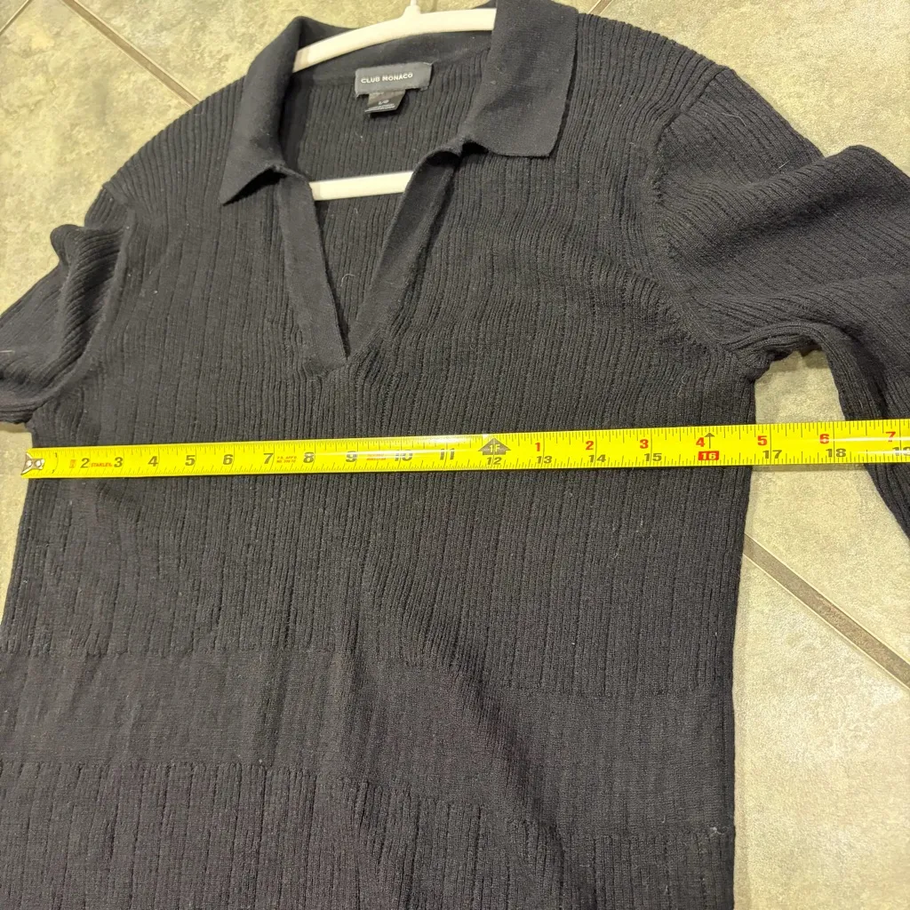 Club Monaco Sweater Womens SZ L Ribbed Knit Collared Long Sleeve Pullover Top - Image 7
