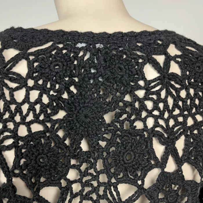 Vintage 80s Ina Sinclair Chunky Open Knit Sweater Black Size M - Image 6