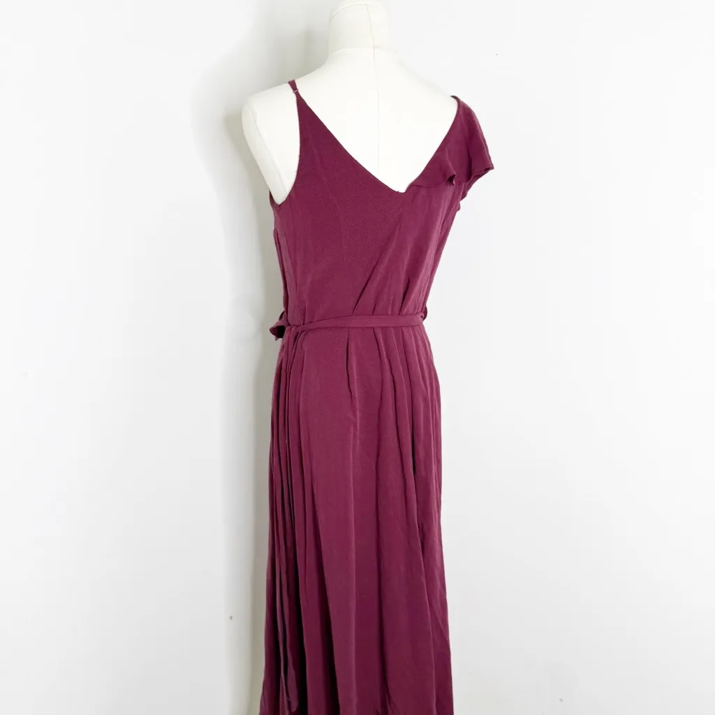 Line & Dot Burgundy Ruffle Midi Dress Size Medium Revolve NWT - Image 4