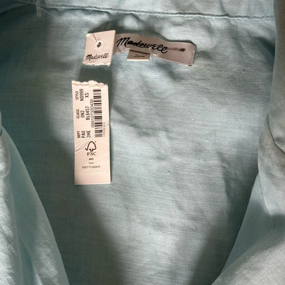 NWT Madewell Resort Long-Sleeve Shirt flaw on pocket cover w patch - Image 8