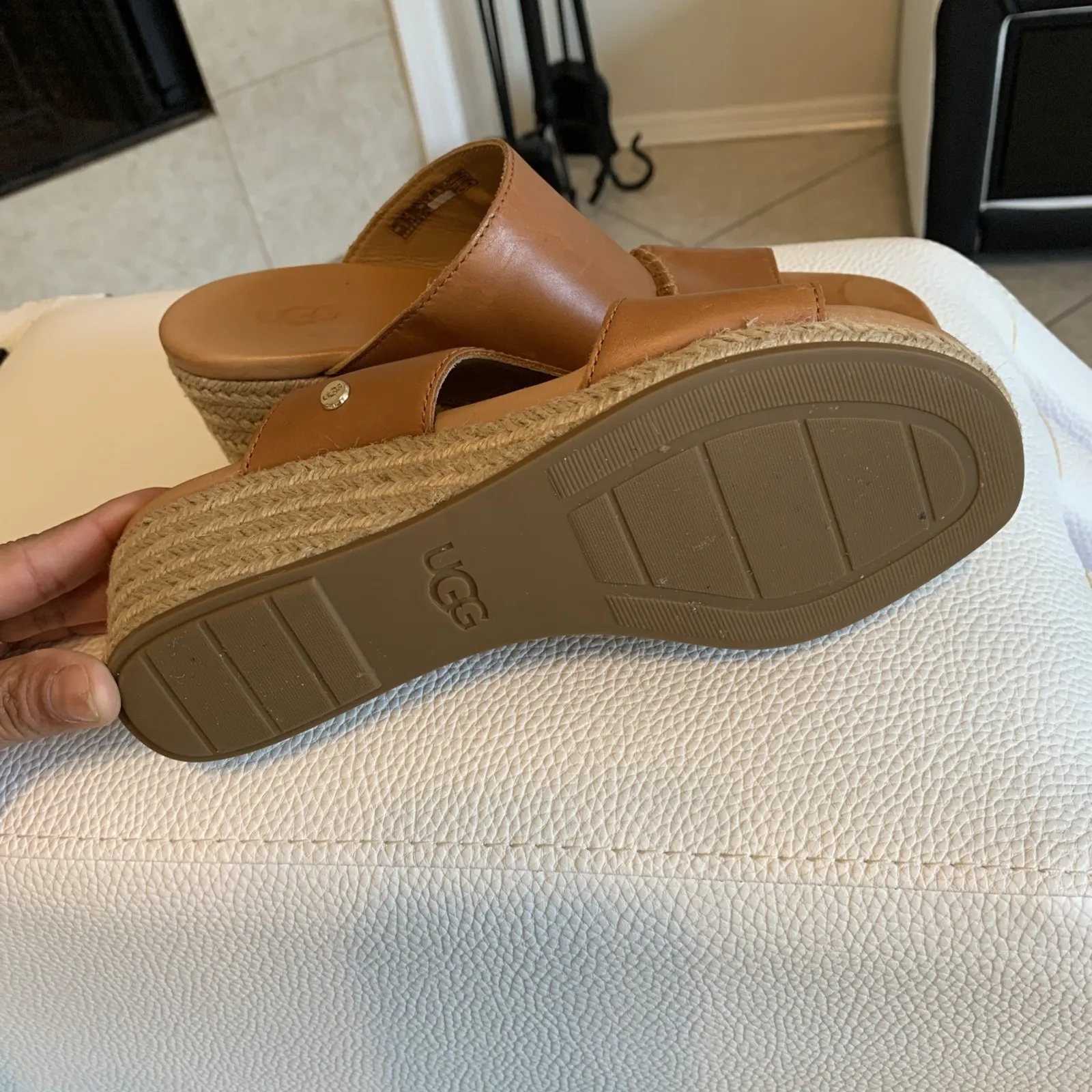 UGG NEW  Eirene Tan Brown Leather Espadrilles Wedge Sandal Size 6.5, $99.99 - Image 5