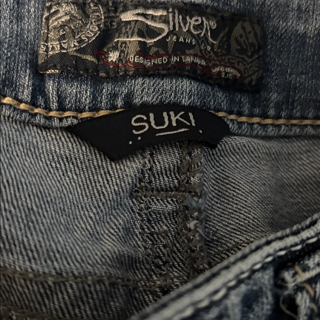 Silver Suki Flare Jean Sz 29X29 Stretch Low Rise Med Wash Western Boho Hippy - Image 5