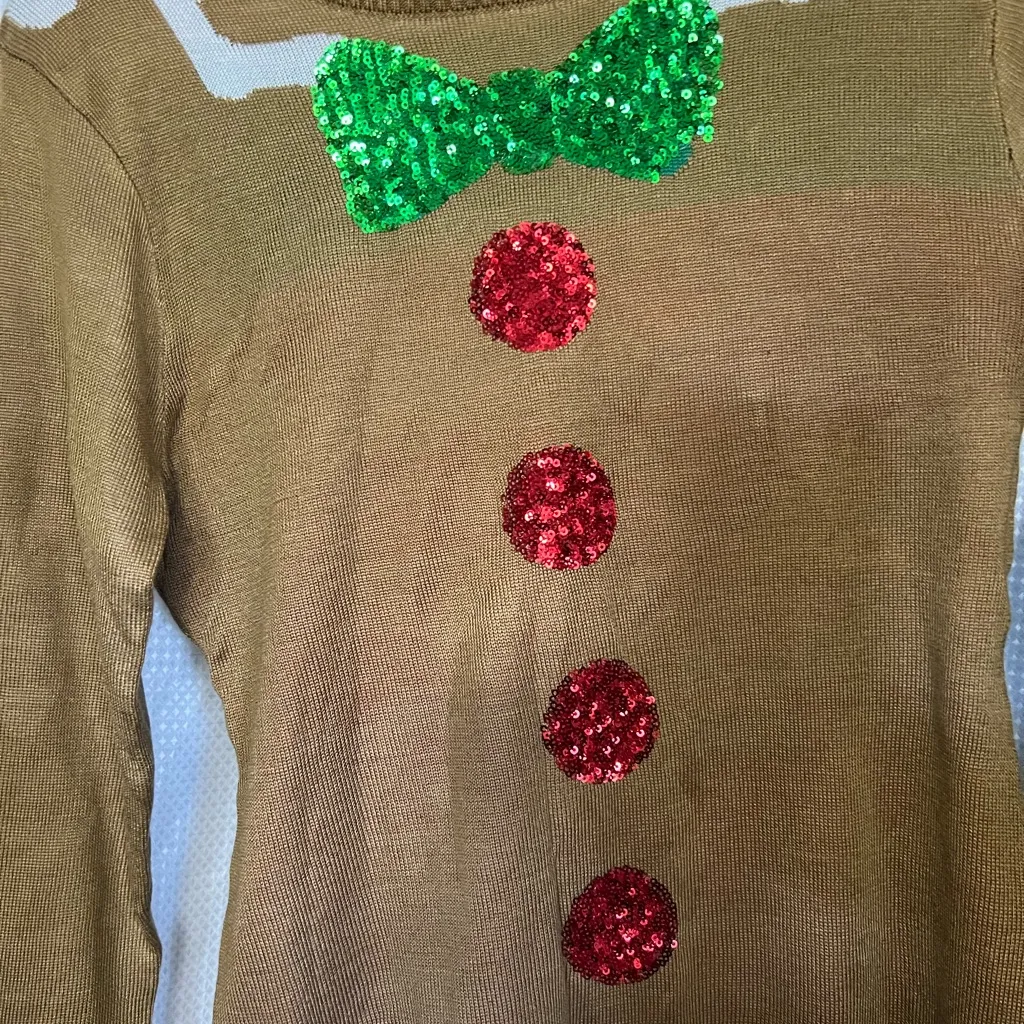 Tipsy Elves Brown and White Sweater - Image 2