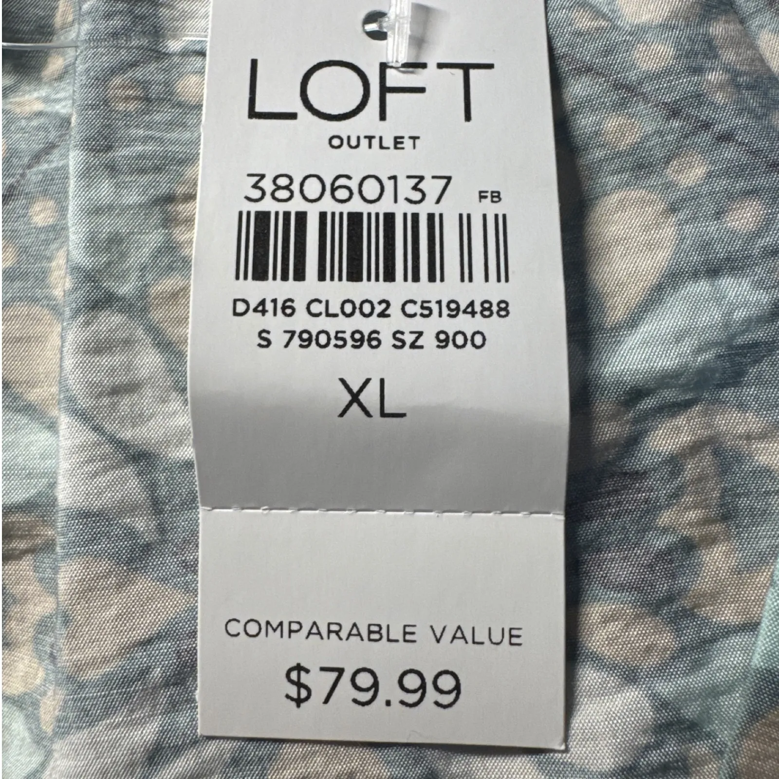 LOFT Outlet Women's XL Green Floral Print 3/4 Sleeve V - Image 5