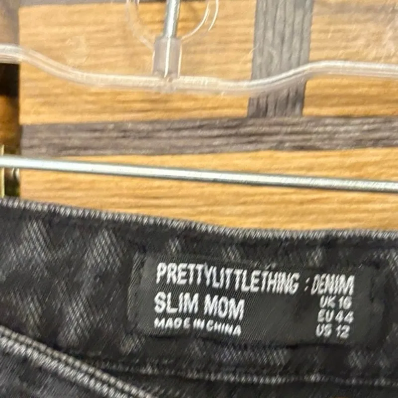 Prettylittlething Black Slim Mom Jeans Size 12 - Image 6