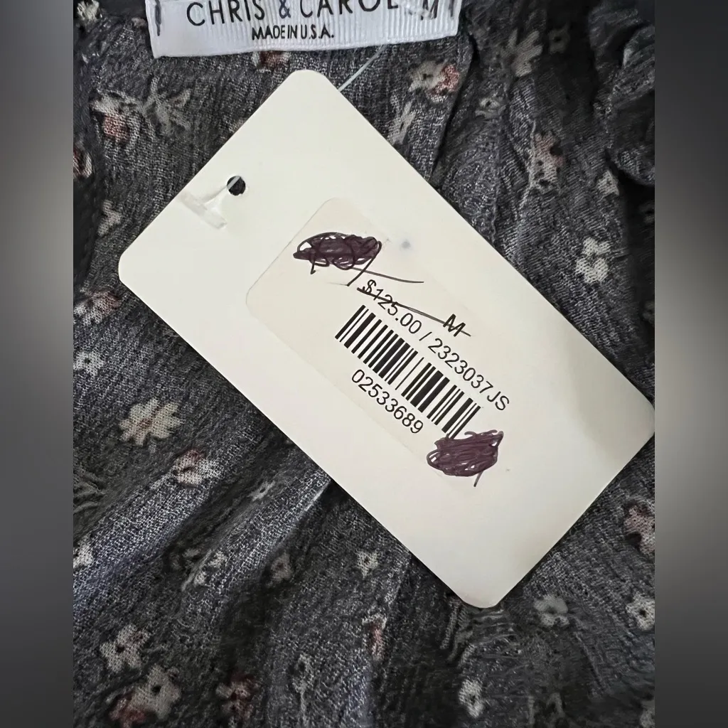 Chris & Carol Women's Med Gray Rayon Floral Short Sleeve Short Romper NWT - Image 11