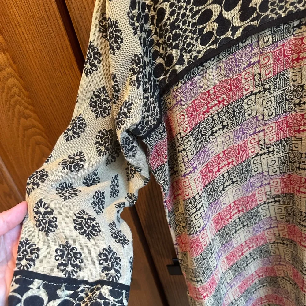 Zoie Kurti Tunic Top Dress Size Medium Large Women’s Long India Jeweled Shirt Black - Image 3