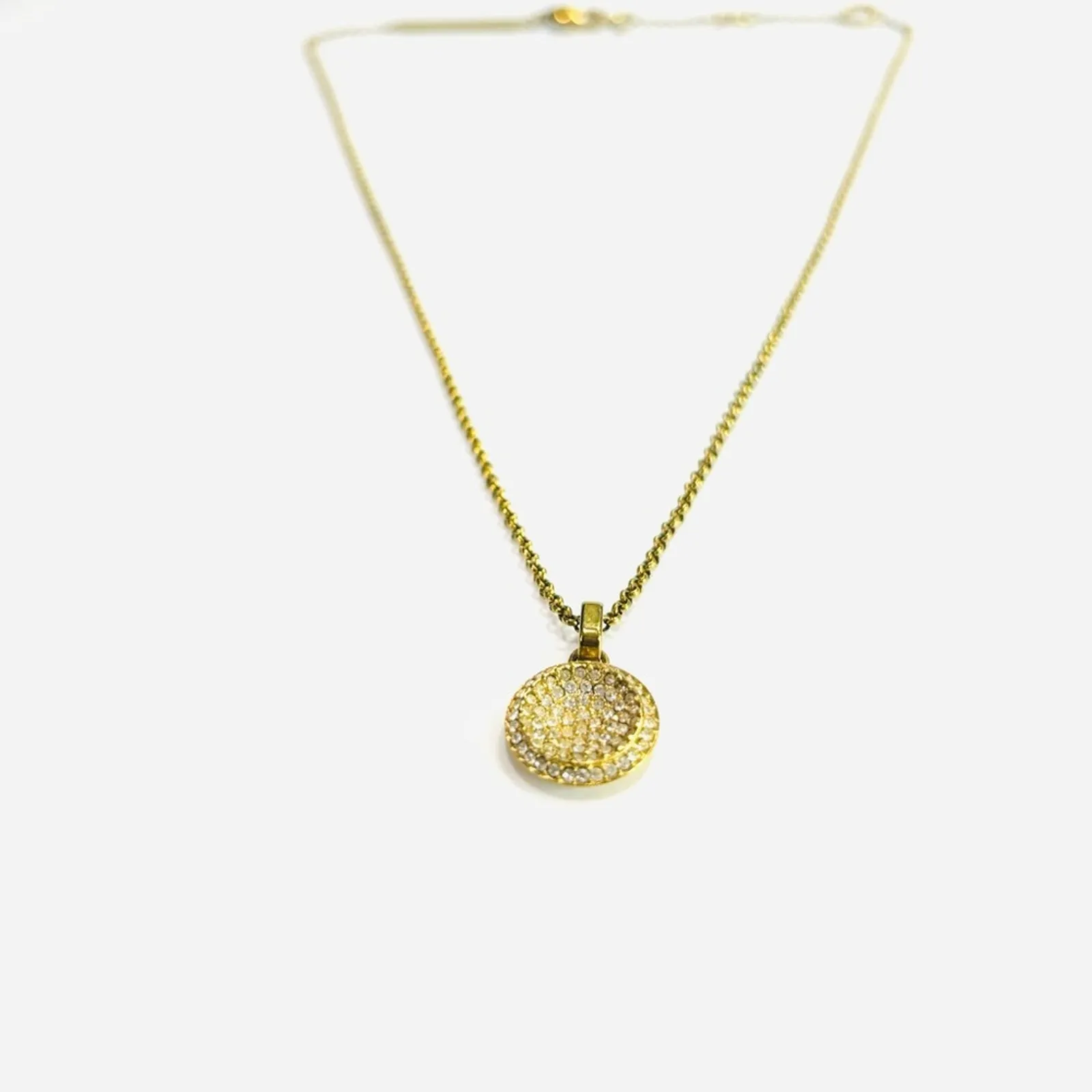 MICHAEL KORS Women's Gold Plated Pave Crystal Disk Necklace - Image 4