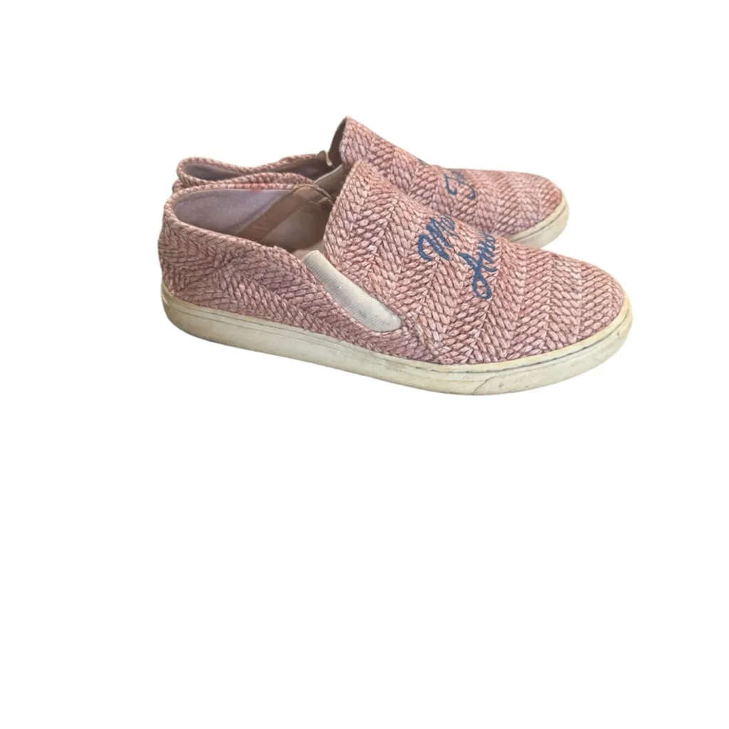 Women's Lucky Brand Pink Woven Flats & Loafers 8.5 with Blue Embroidery - Image 3