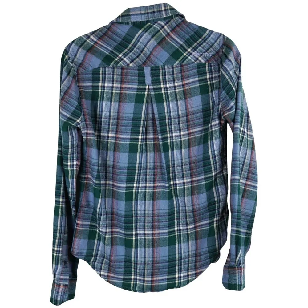 Marmot Womens Bridget Long Sleeve Teal‎ Flannel Shirt Size XS - Image 6