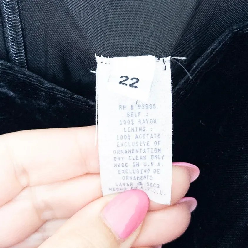 Womens Velvet Dress Size 22 Black Midi Cocktail Evening Party Holiday Retro Chic - Image 4