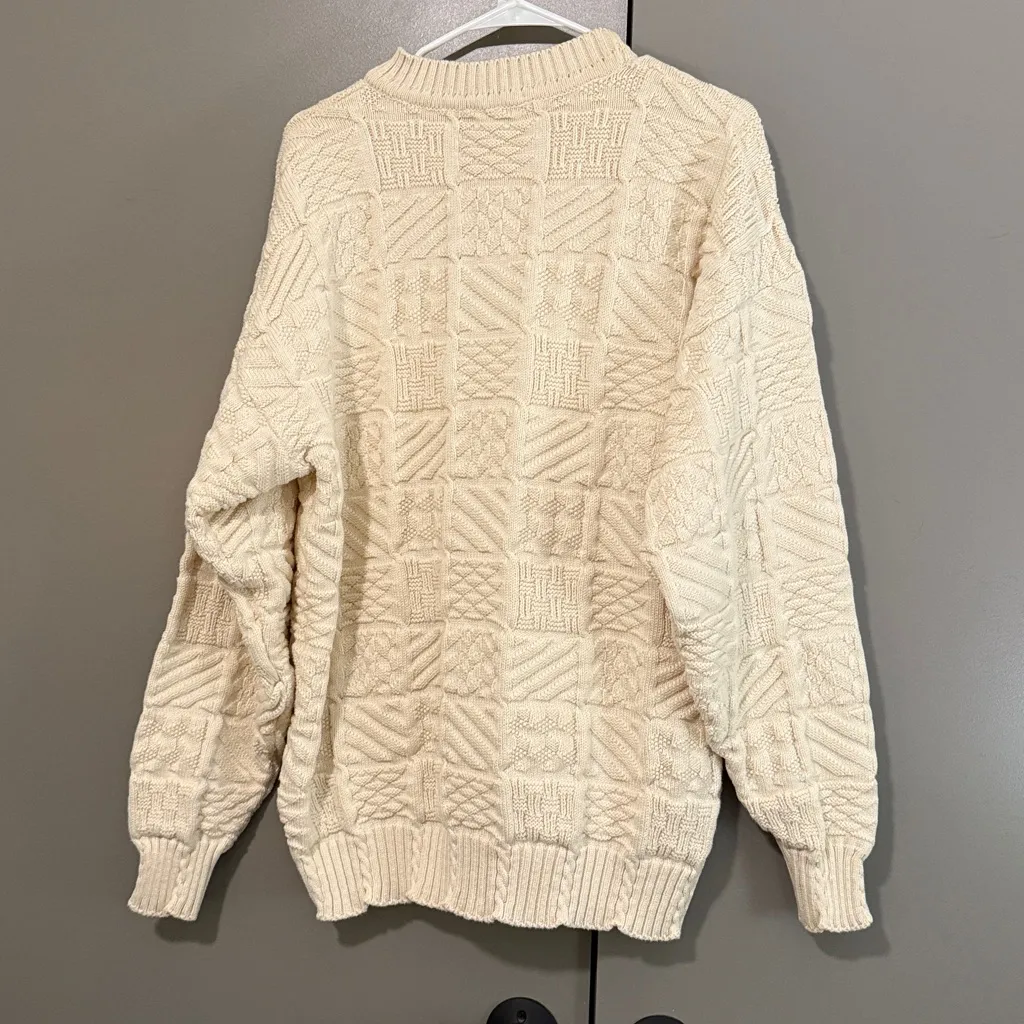 Neiman Marcus Vintage Beige Cable Knit Sweater Unisex Size Large - Image 3