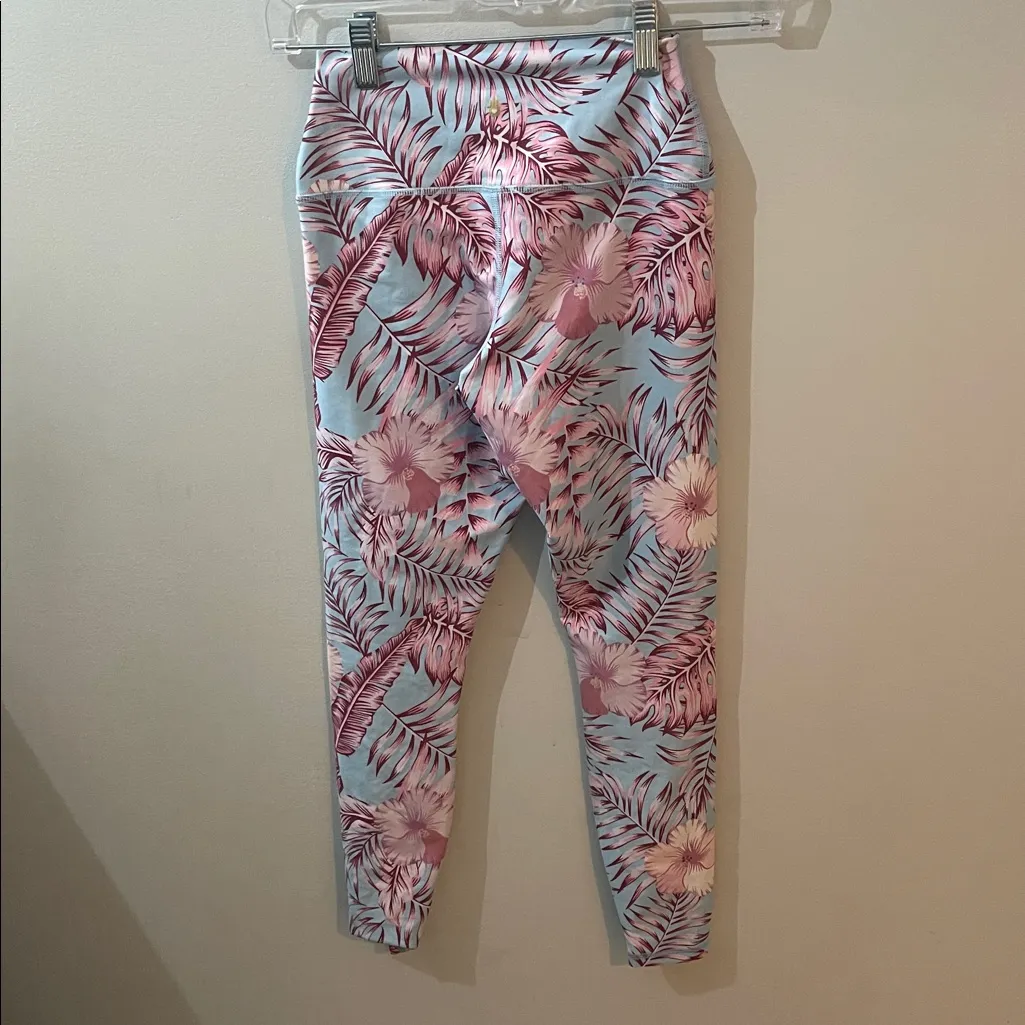 Spiritual gangster small blue pink purple Hawaiian floral leggings - Image 5