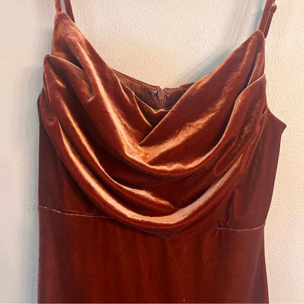 REVELRY‎ Skye Velvet Dress Brown Size 10 - Image 4