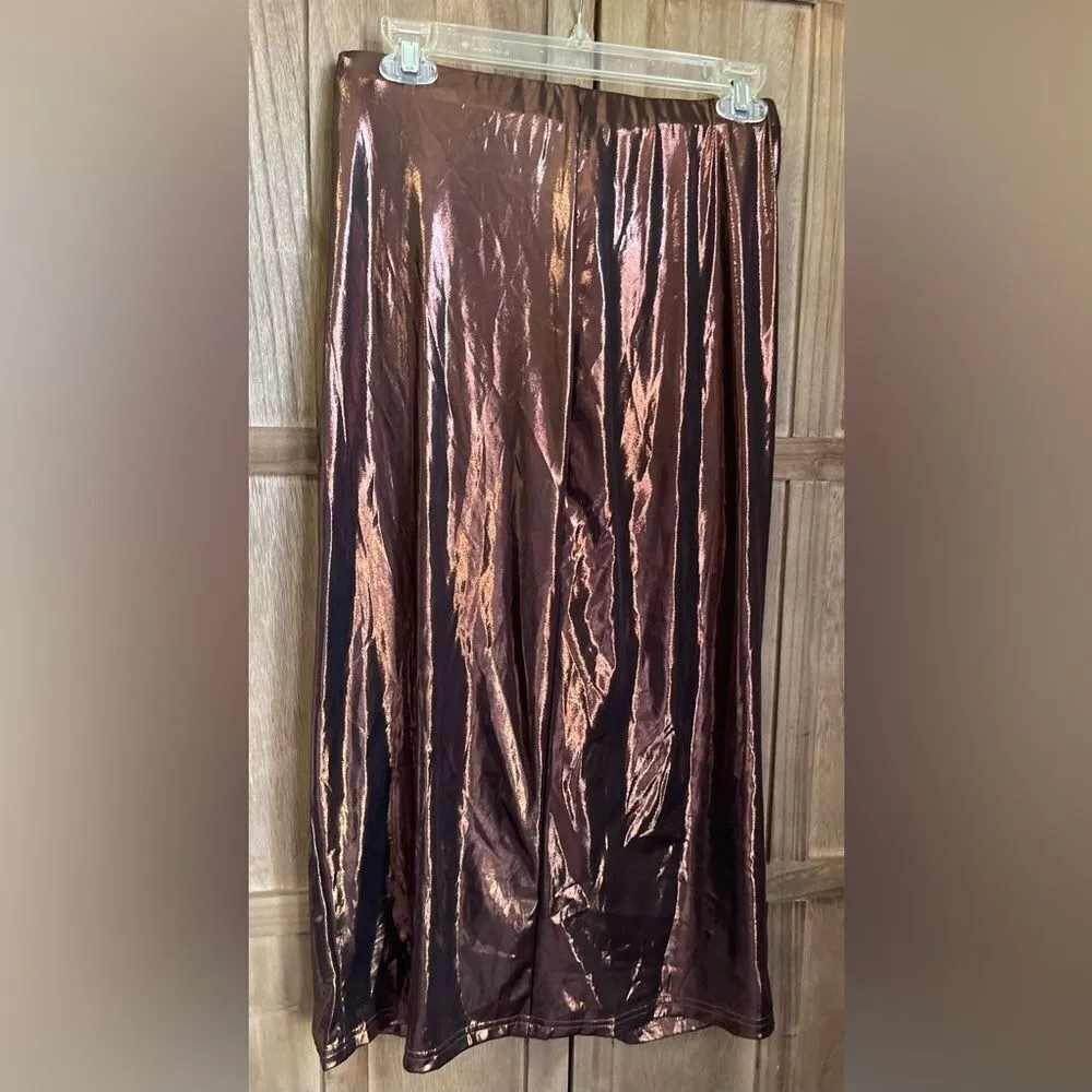 NWT.  CIDER Metallic Mid Waist Split midi skirt. - Image 2