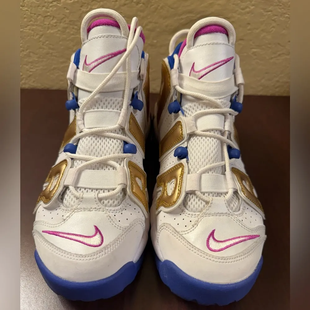 Nike Uptempo Sneakers with Gold and Blue Accents - Image 6