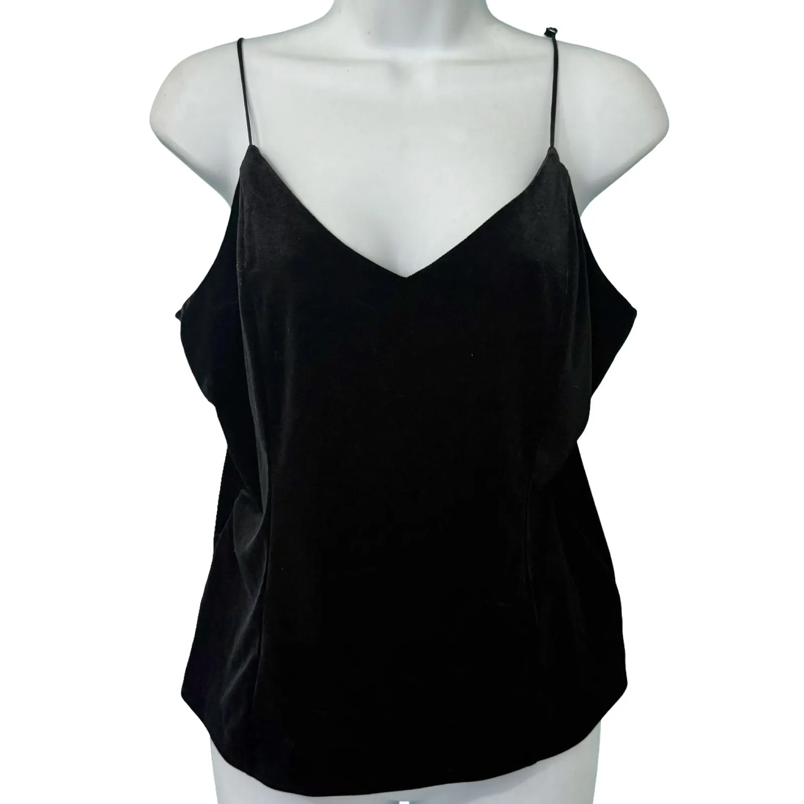 Banana Republic Black Velvet Spaghetti Strap Tank Top Camisole size M NEW Tags - Image 2