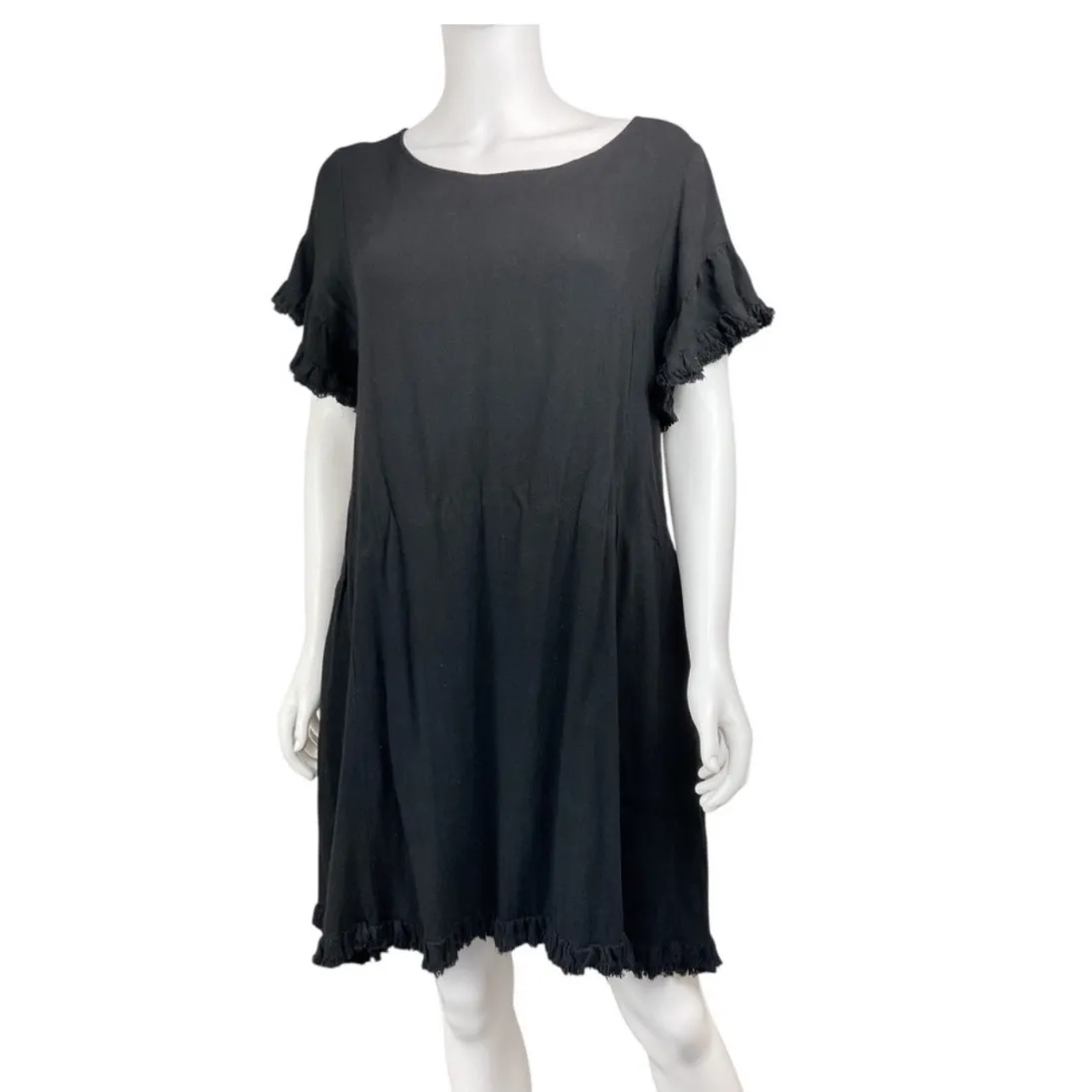 UMGEE Black Ruffle Sleeve Tiered Babydoll Dress Casual Boho Midi Women's - Image 6