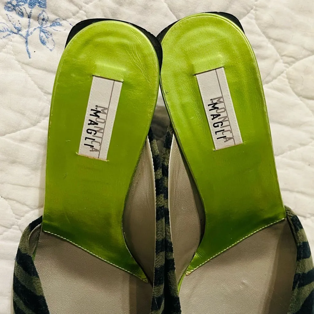 Monica Magli Green Velvet Kitten Heels Vintage Sz 8.5 - Image 3