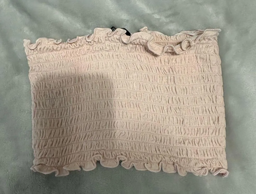 Forever 21 Pink Ruffled Smocked Tube Top - Image 3