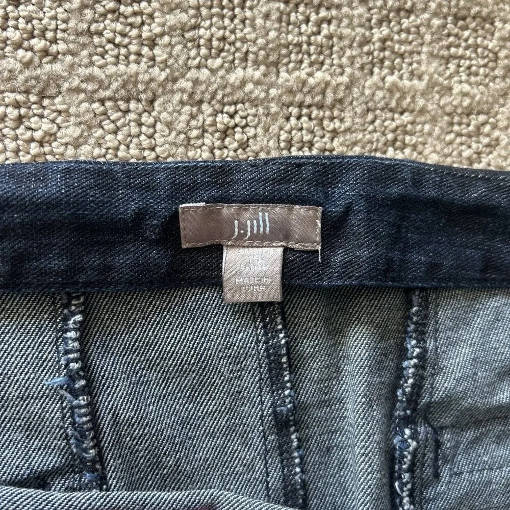 J Jill Womens Size 16 Petite Jean Skirt Dark Wash Stretch Side Zip Office Y2K - Image 5